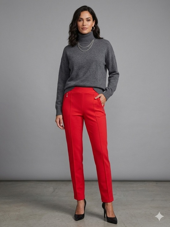 Soho Apparel Pants - SOHO Apparel Red Slim Ankle Pants Zip Pocket Stretch Career Chic Size M NWT